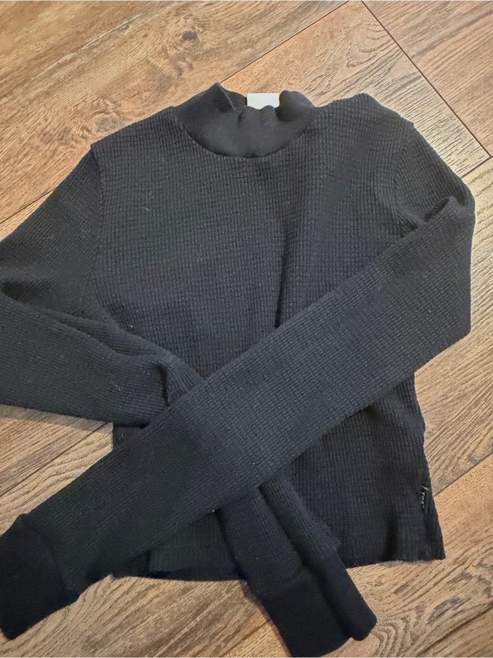 TNA Black Mock Neck Ribbed Sweater